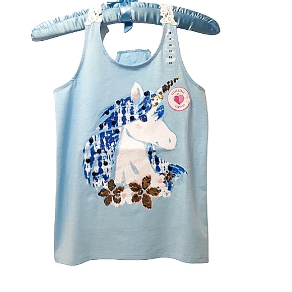 Justice Other - Justice Girls Crochet Yoke Unicorn Sequin Tank